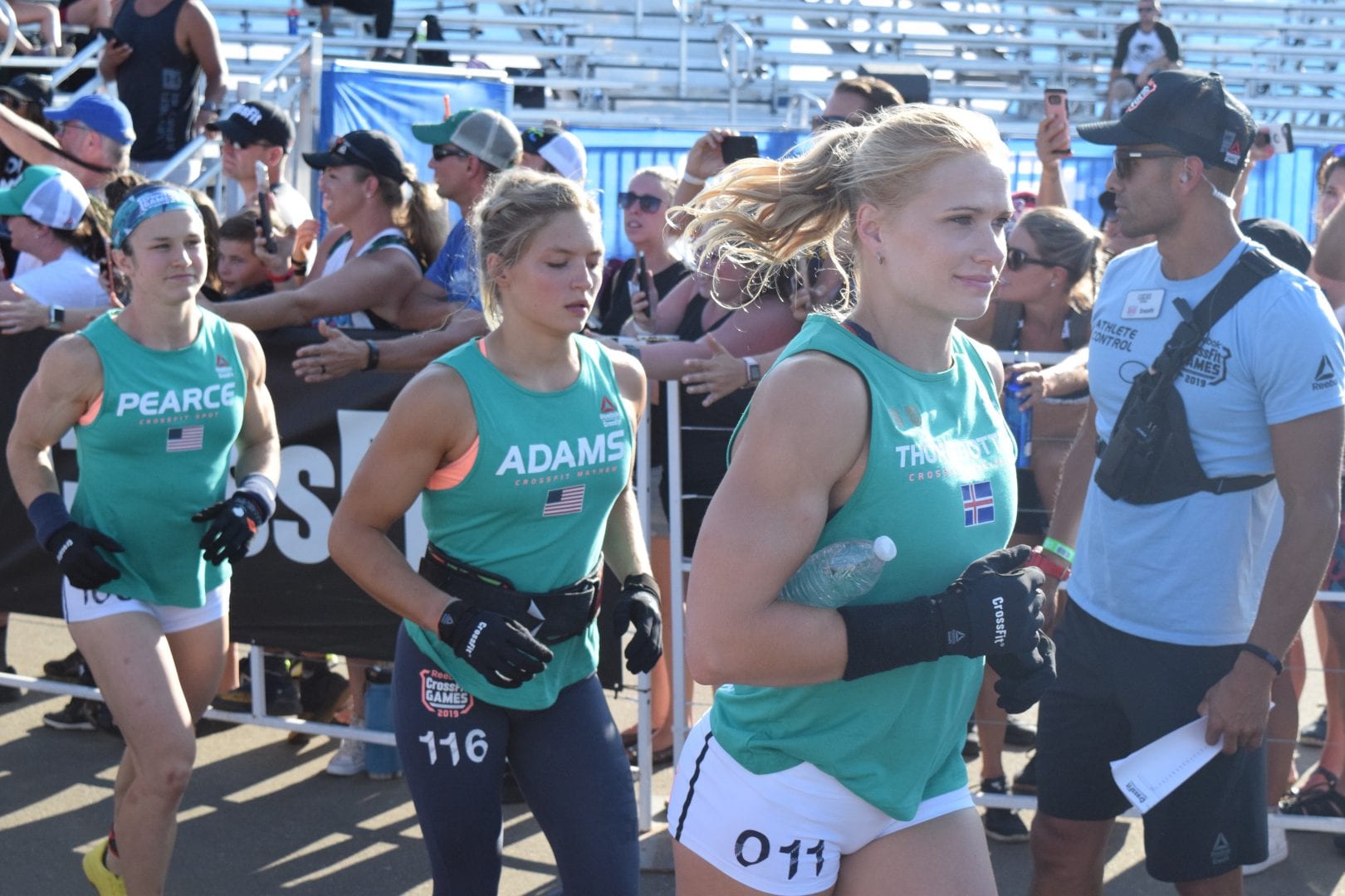 Annie Thorisdottir enters the field on the first day of the CrossFit Games.