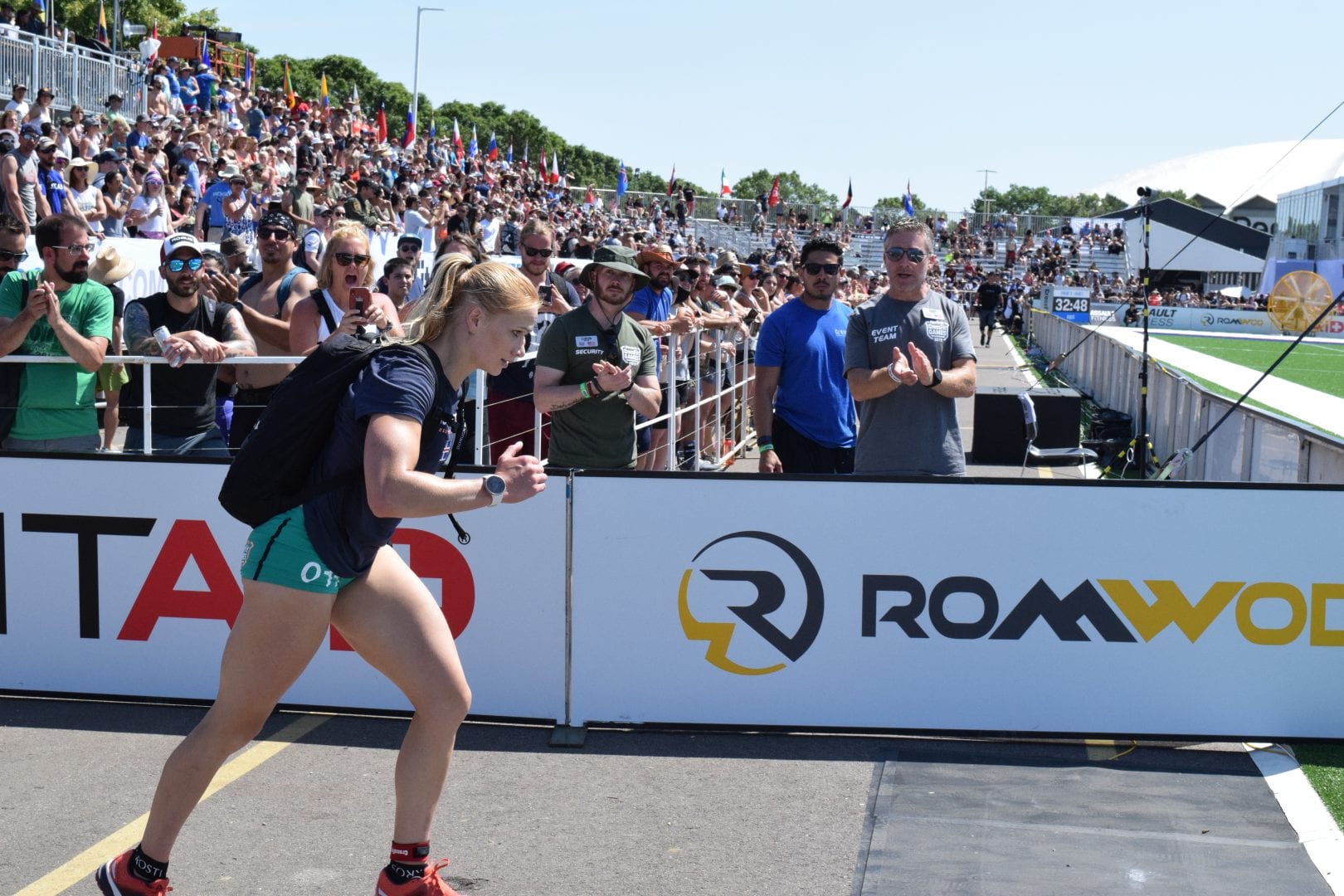 Annie Thorisdottir completes the Ruck Run event at the 2019 CrossFit Games