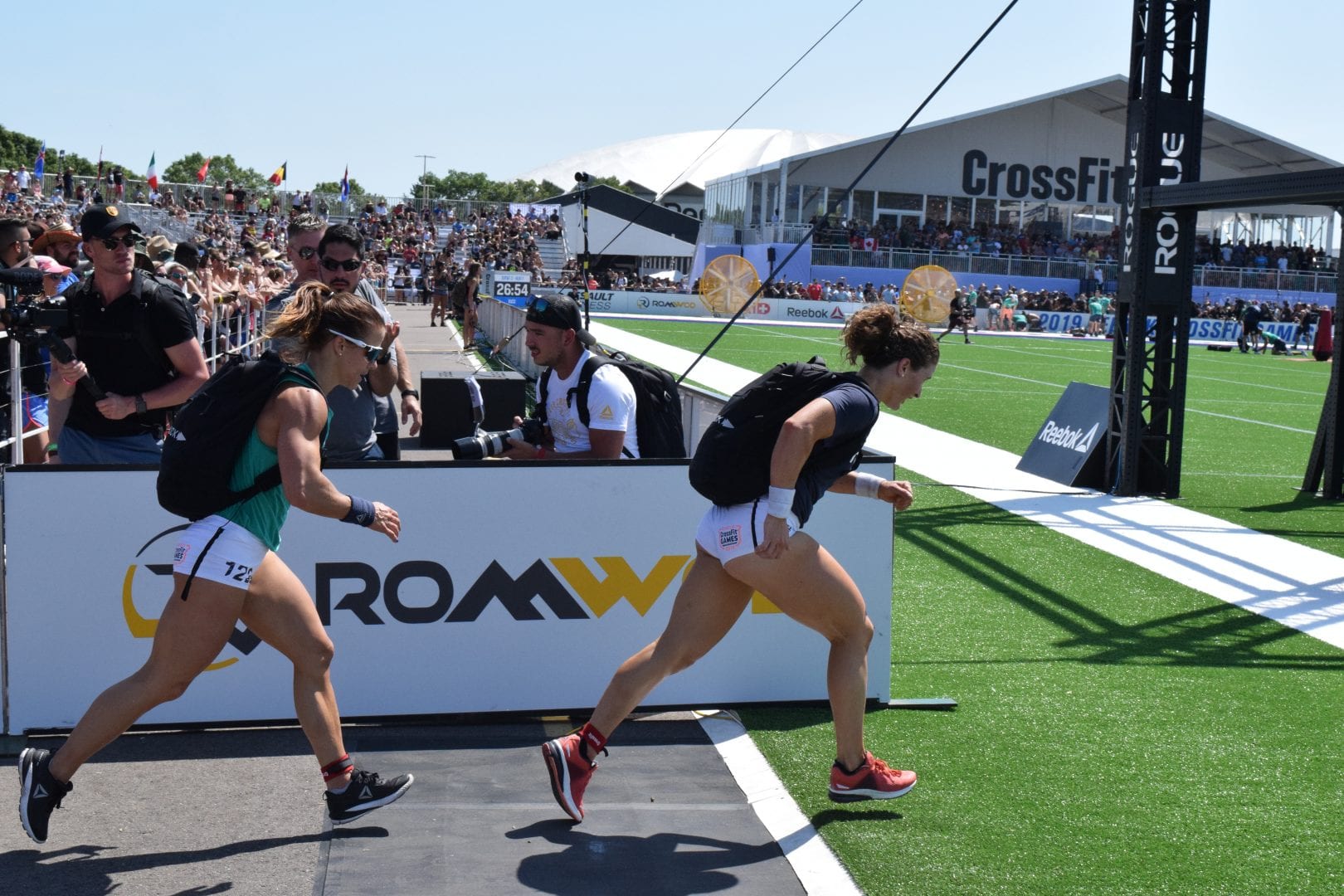 Tia-Clair Toomey completes the Ruck Run event at the 2019 CrossFit Games