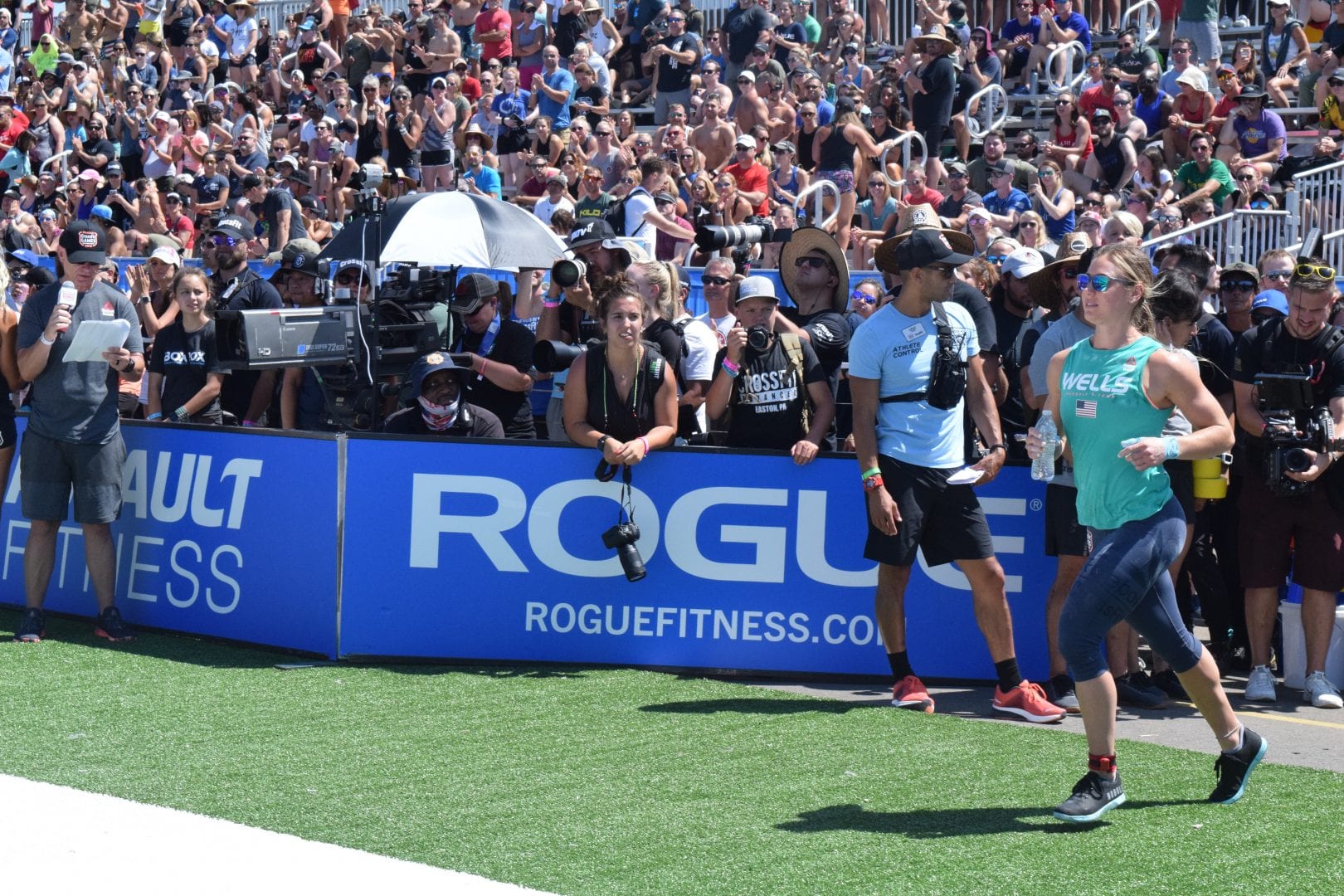 Brooke Wells enters the stadium for the first event of the 2019 CrossFit Games
