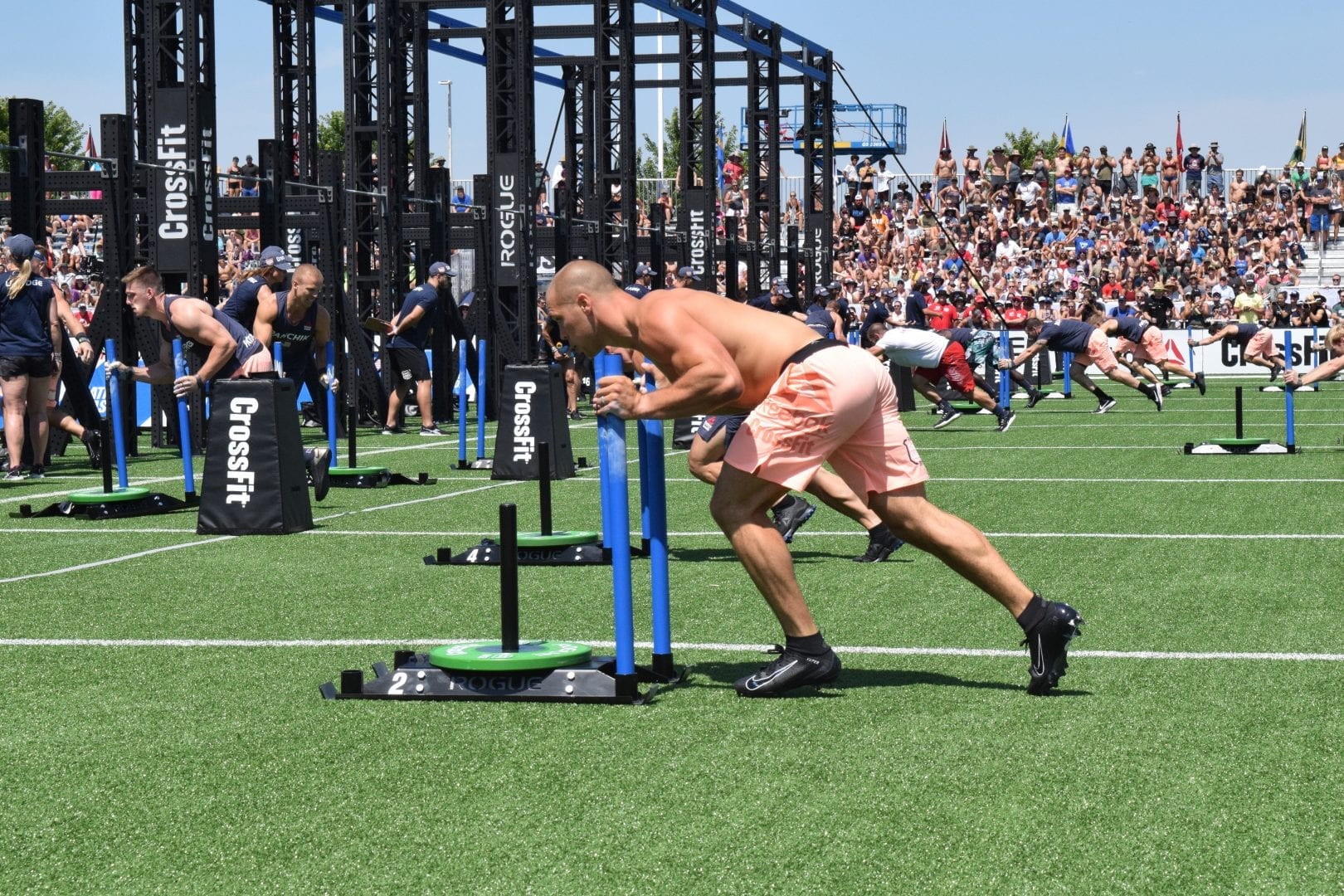 Cole Sager completes the Sprint Bicouplet event at the 2019 CrossFit Games