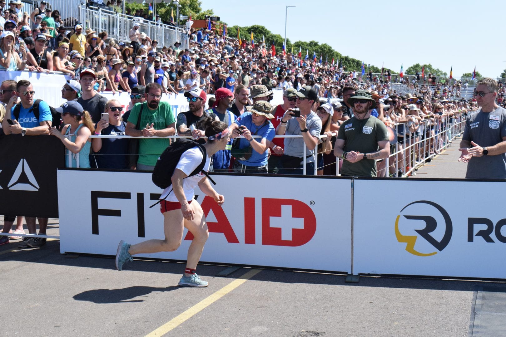 Kari Pearce completes the Ruck Run event at the 2019 CrossFit Games