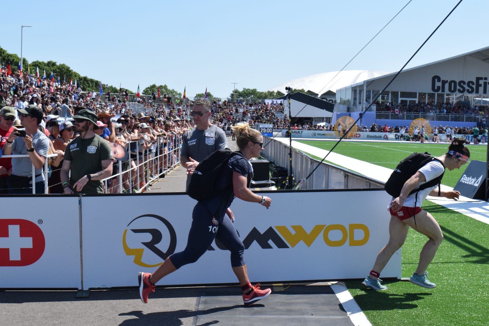 Mekenzie Riley completes the Ruck Run event at the 2019 CrossFit Games