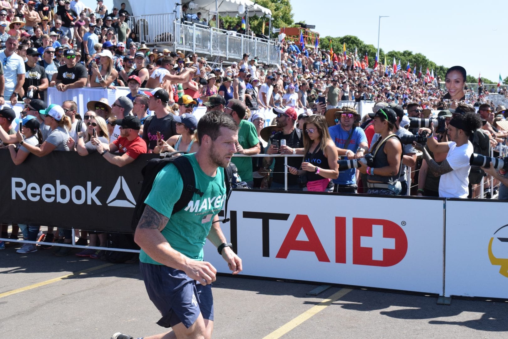 Travis Mayer completes the Ruck Run event at the 2019 CrossFit Games.