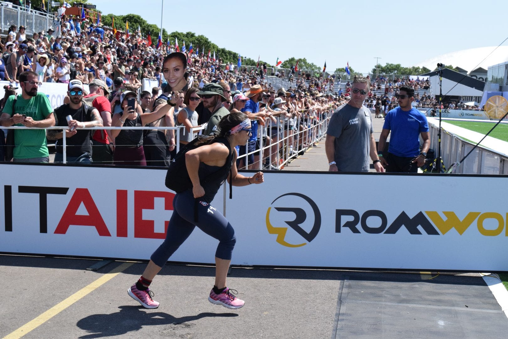 Feeroozeh Saghafi competes in the Ruck Run event at the 2019 CrossFit Games.