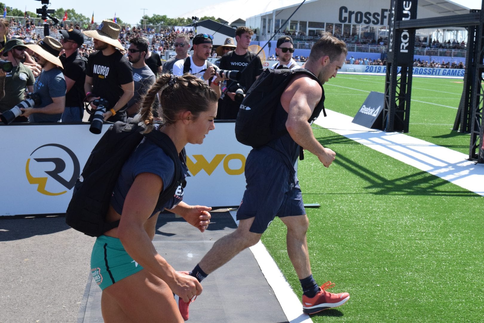 Carrie Beamer completes the Ruck Run event at the 2019 CrossFit Games.
