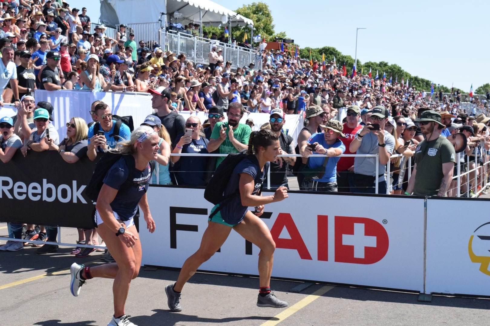 Carrie Beamer completes the Ruck Run event at the 2019 CrossFit Games.