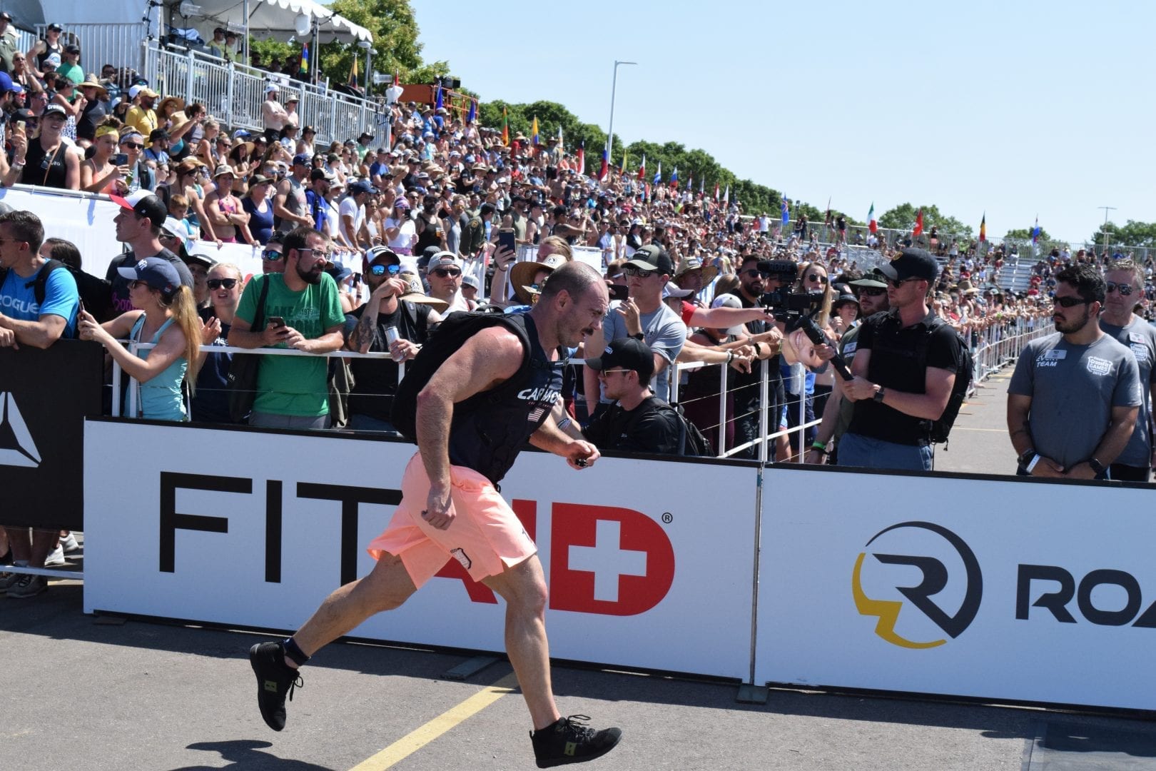 Eric Carmody of CrossFit Invictus completes the Ruck Run event at the 2019 CrossFit Games