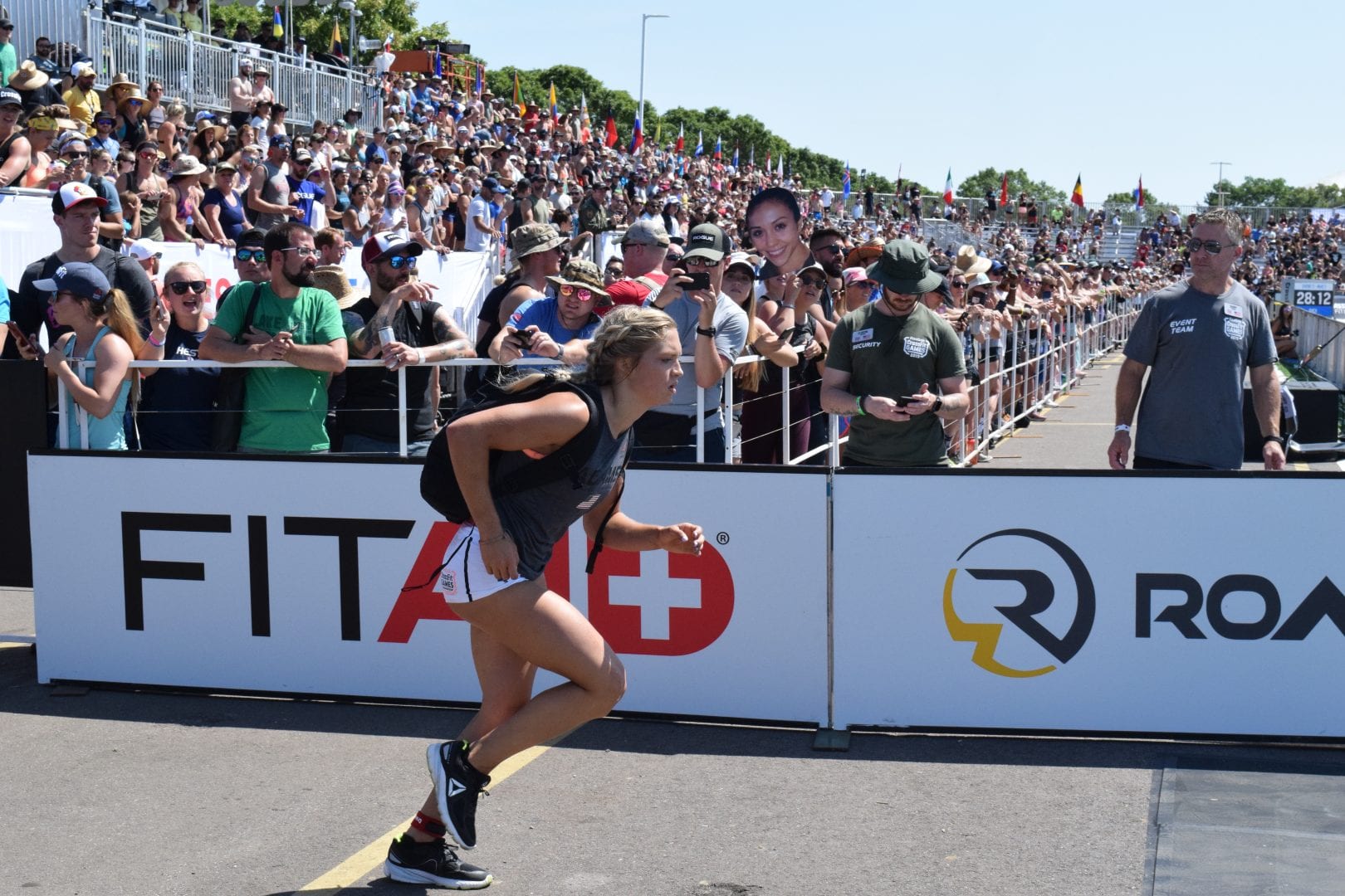 Haley Adams of CrossFit Mayhem completes the Ruck Run event at the 2019 CrossFit Games