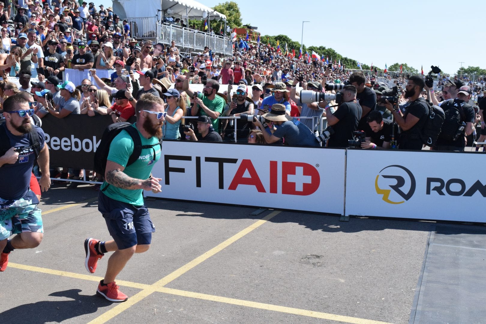 Dean Linder-Leighton completes the Ruck Run event at the 2019 CrossFit Games