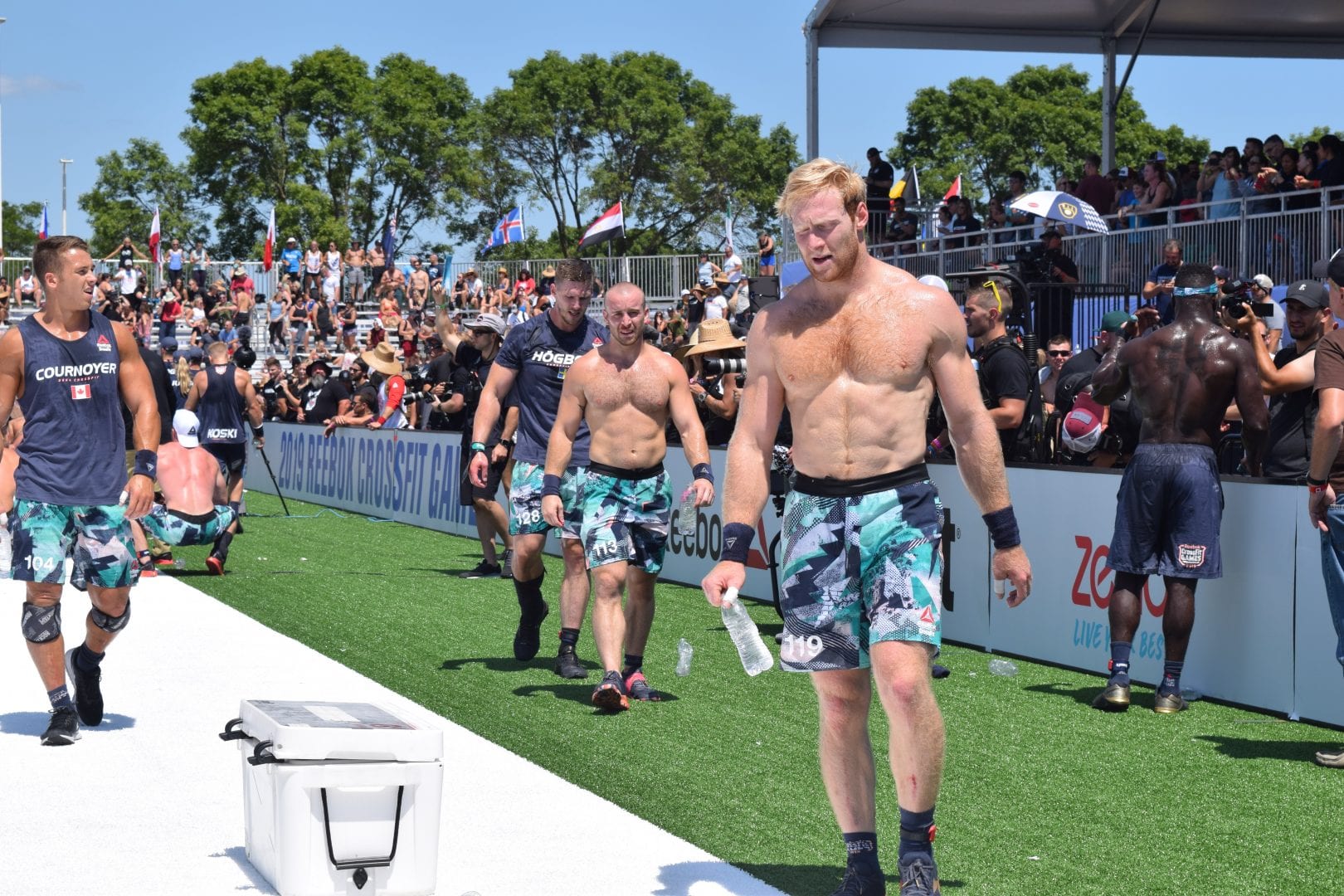 Patrick Vellner leaves the stadium after an event at the 2019 CrossFit Games