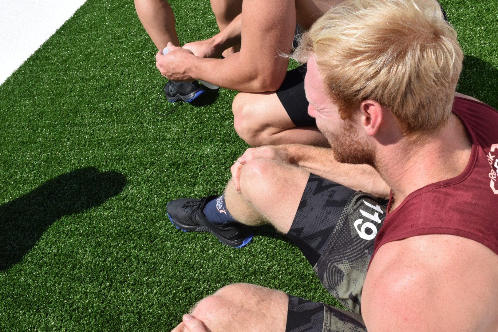 Patrick Vellner rests between heats of the Sprint event at the 2019 CrossFit Games.