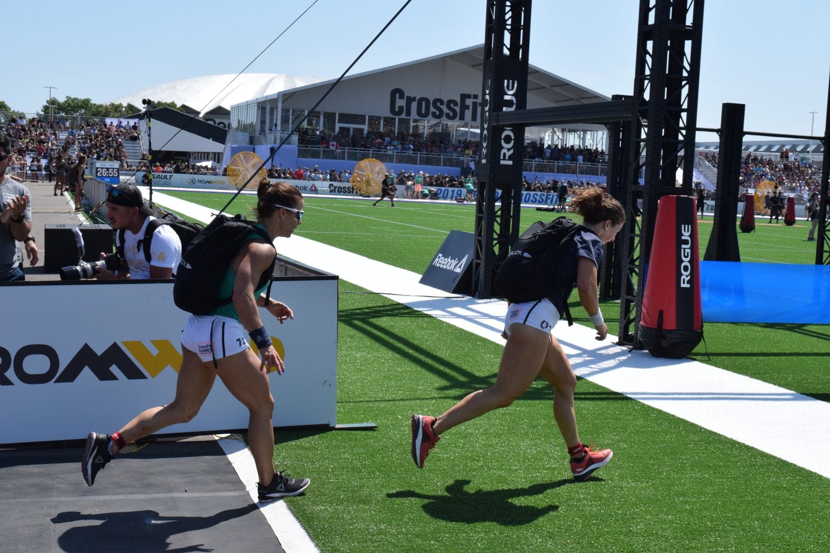 Kristin Holte of Norway completes the Ruck Run event at the 2019 CrossFit Games.