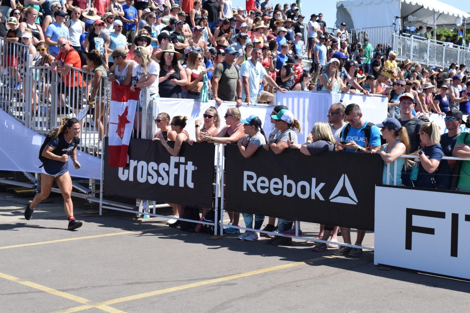 Jamie Greene of CrossFit Yas completes the Ruck Run event at the 2019 CrossFit Games