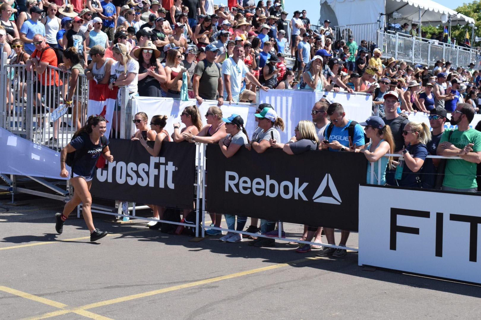 Jamie Greene of CrossFit Yas completes the Ruck Run event at the 2019 CrossFit Games