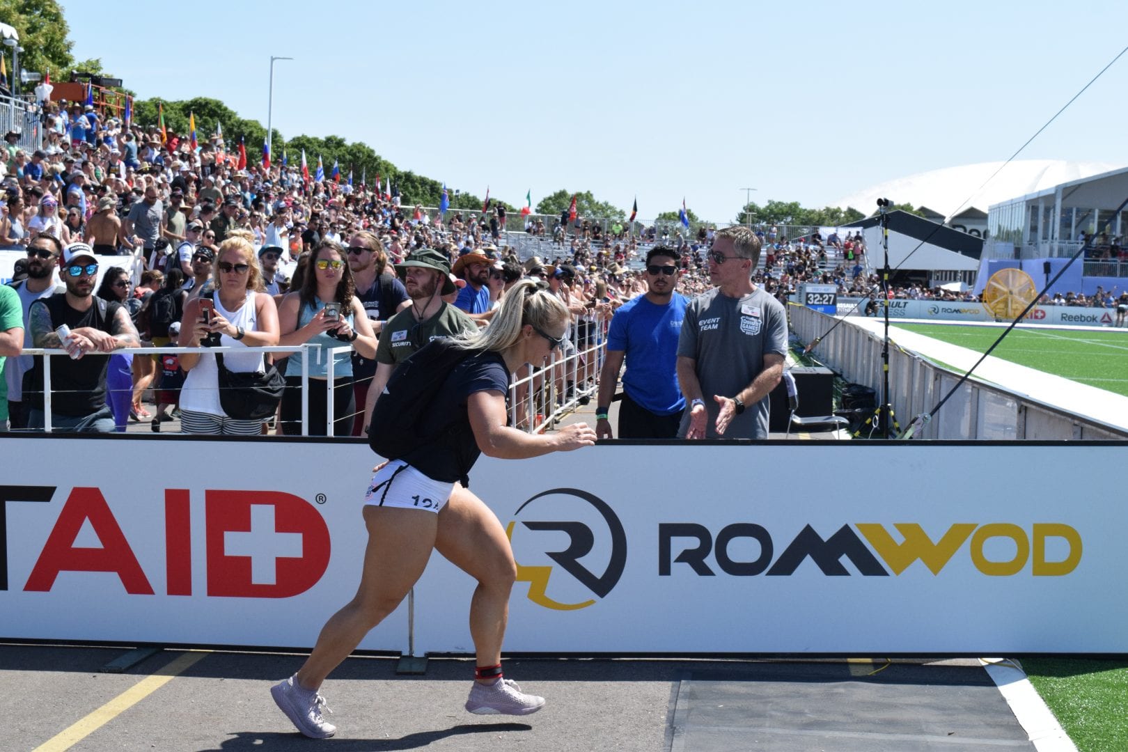Dani Speegle completes the Ruck Run event at the 2019 CrossFit Games.