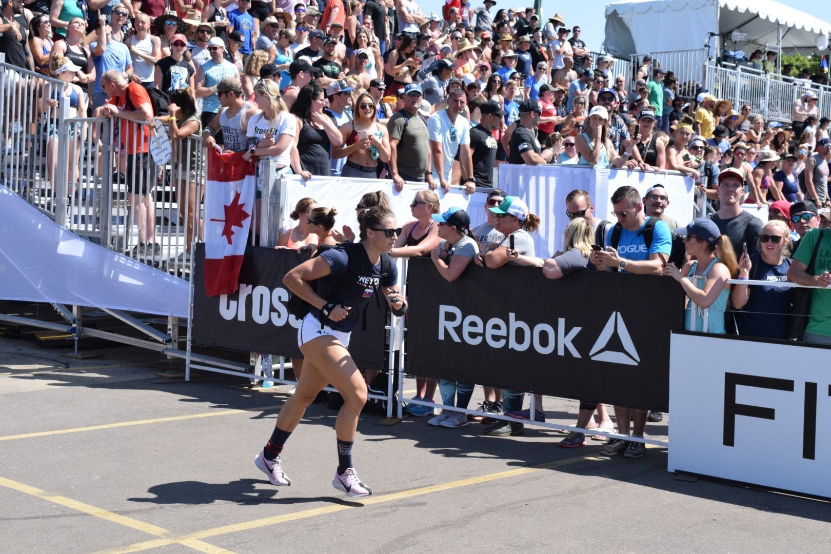 Karin Freyova completes the Ruck Run event at the 2019 CrossFit Games