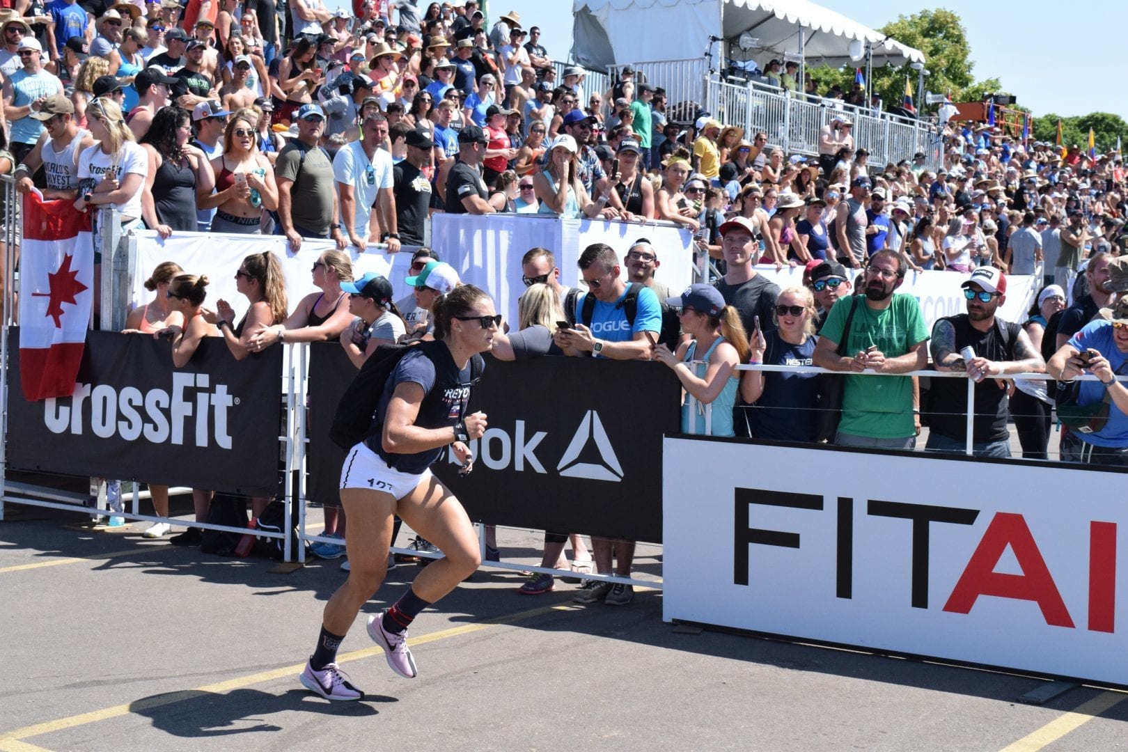 Karin Freyova completes the Ruck Run event at the 2019 CrossFit Games