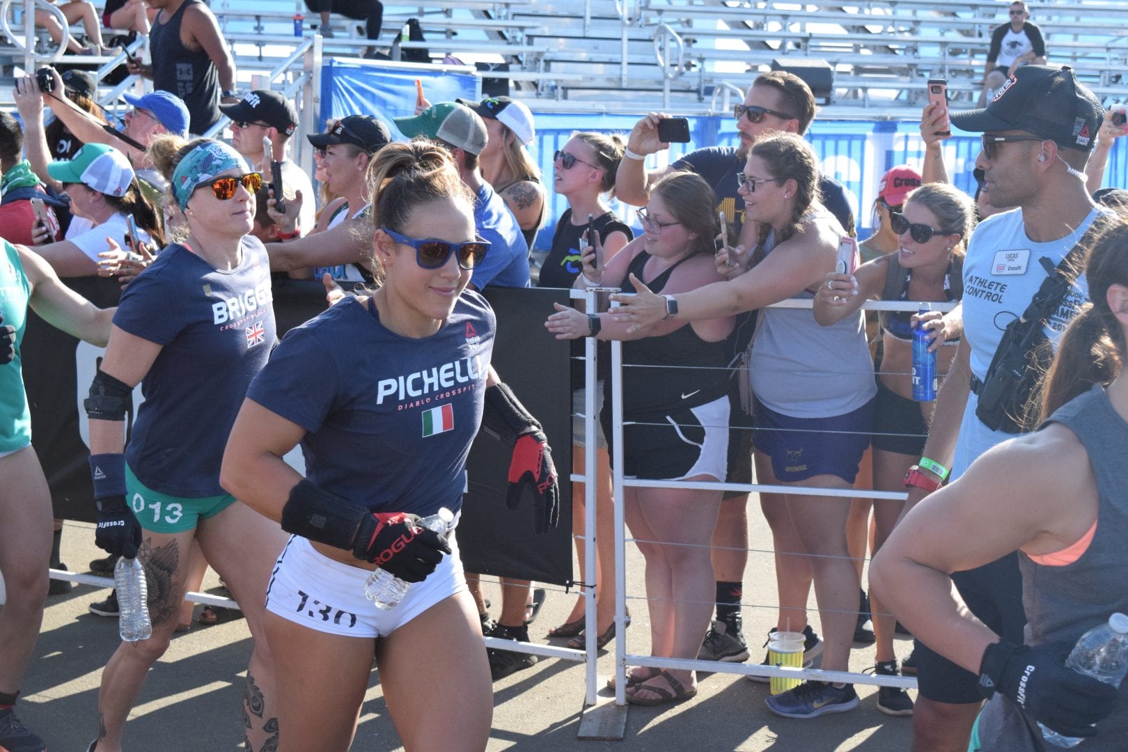 Alessandra Pichelli enters the stadium on the first day of the 2019 CrossFit Games