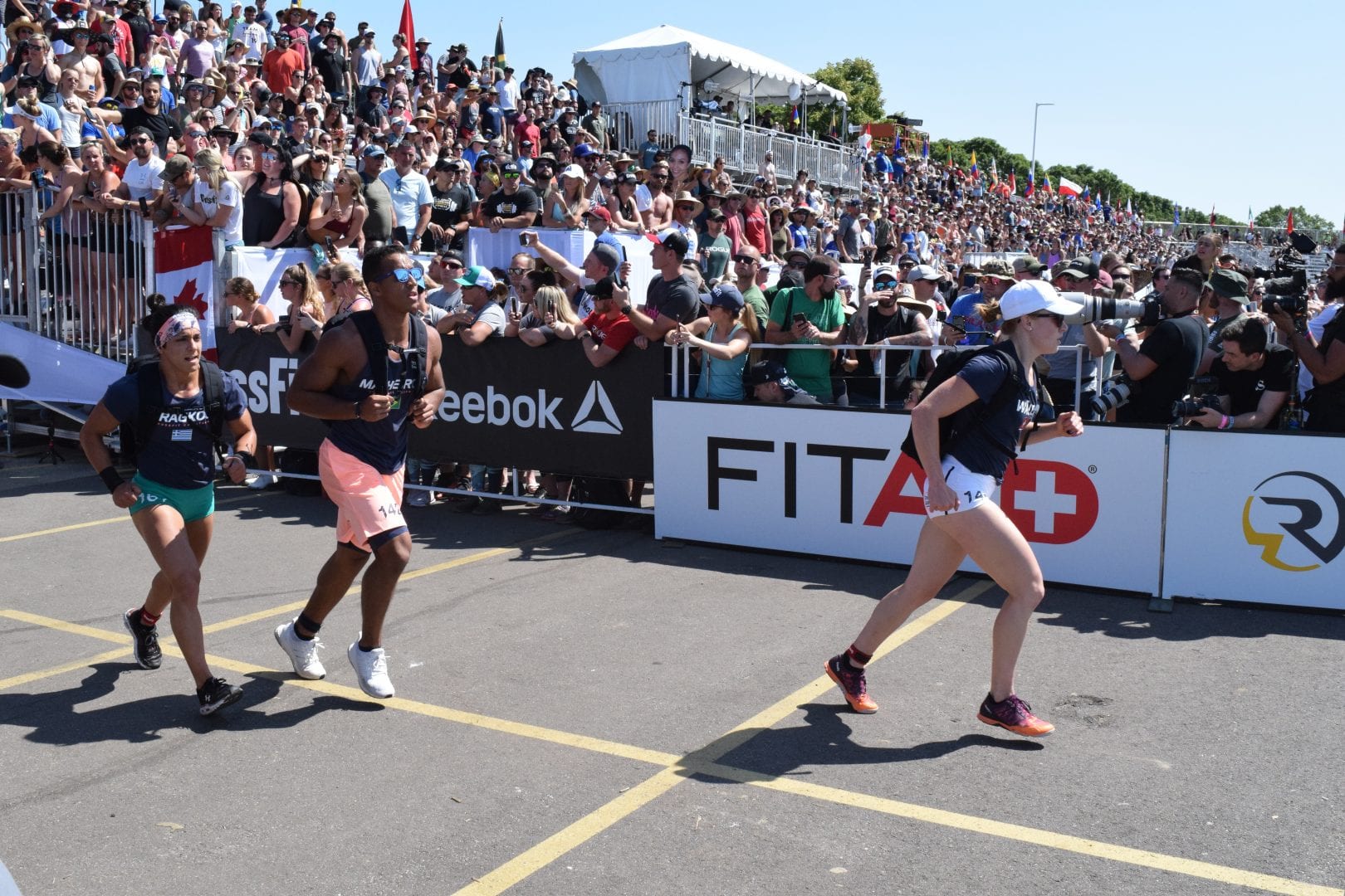 Anna Fragkou completes the Ruck Run event at the 2019 CrossFit Games.