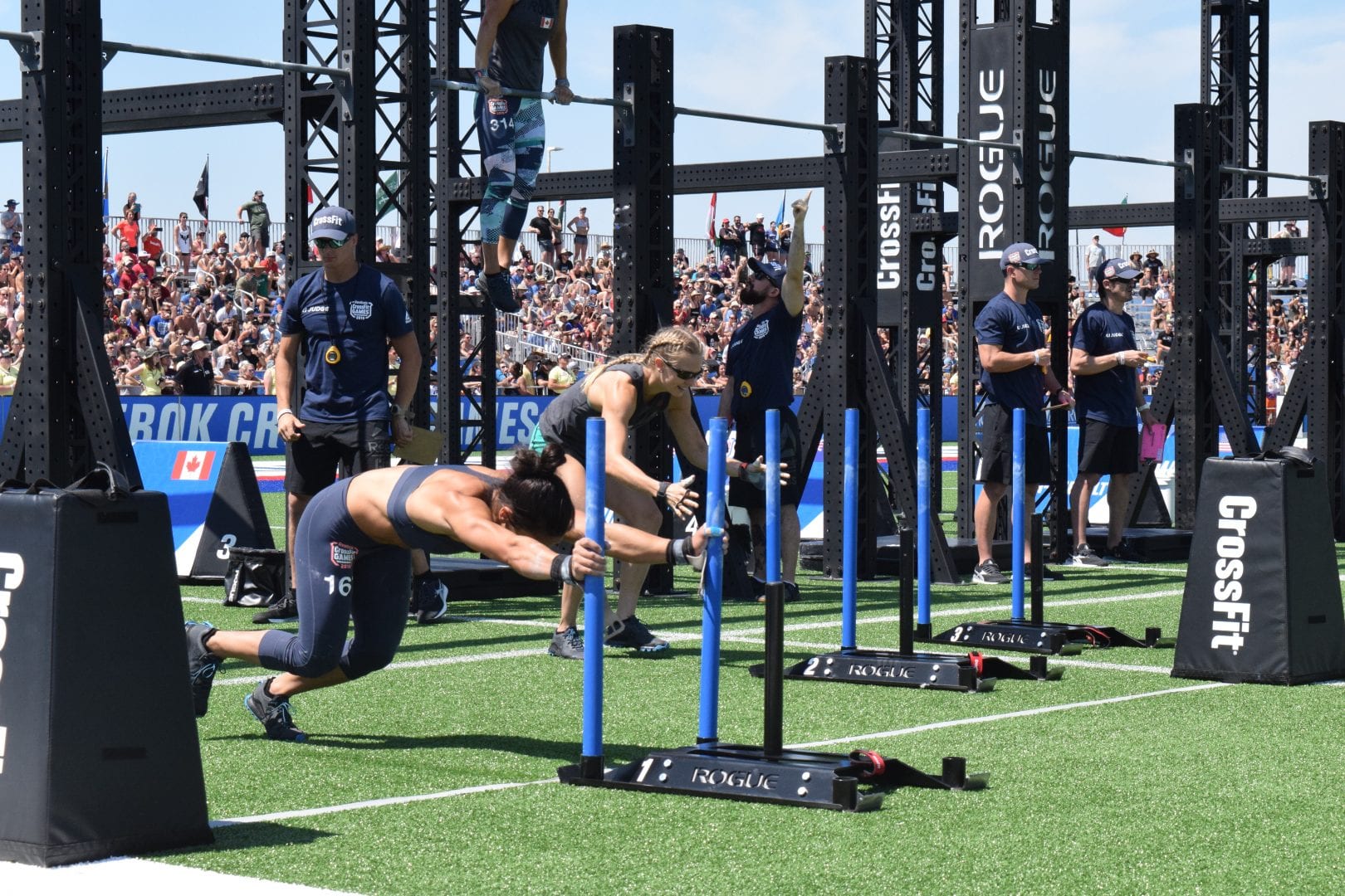 Anna Fragkou completes the Sprint Bicouplet event at the 2019 CrossFit Games.