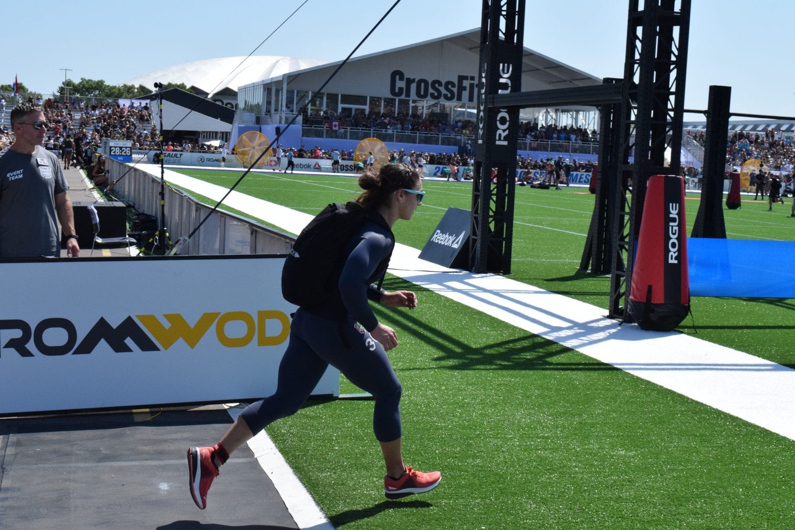 Bethany Shadburne of Streamline CrossFit completes the Ruck Run event at the 2019 CrossFit Games