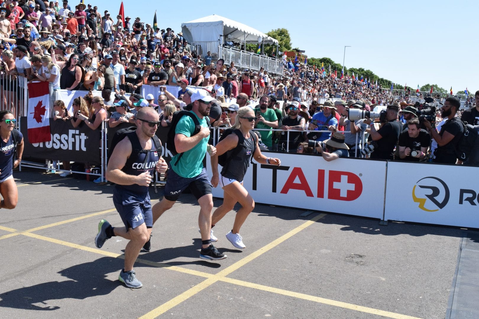 Sean Sweeney, the CrossFit Cowboy of CrossFit Powerstroke, completes the Ruck Run event at the 2019 CrossFit Games