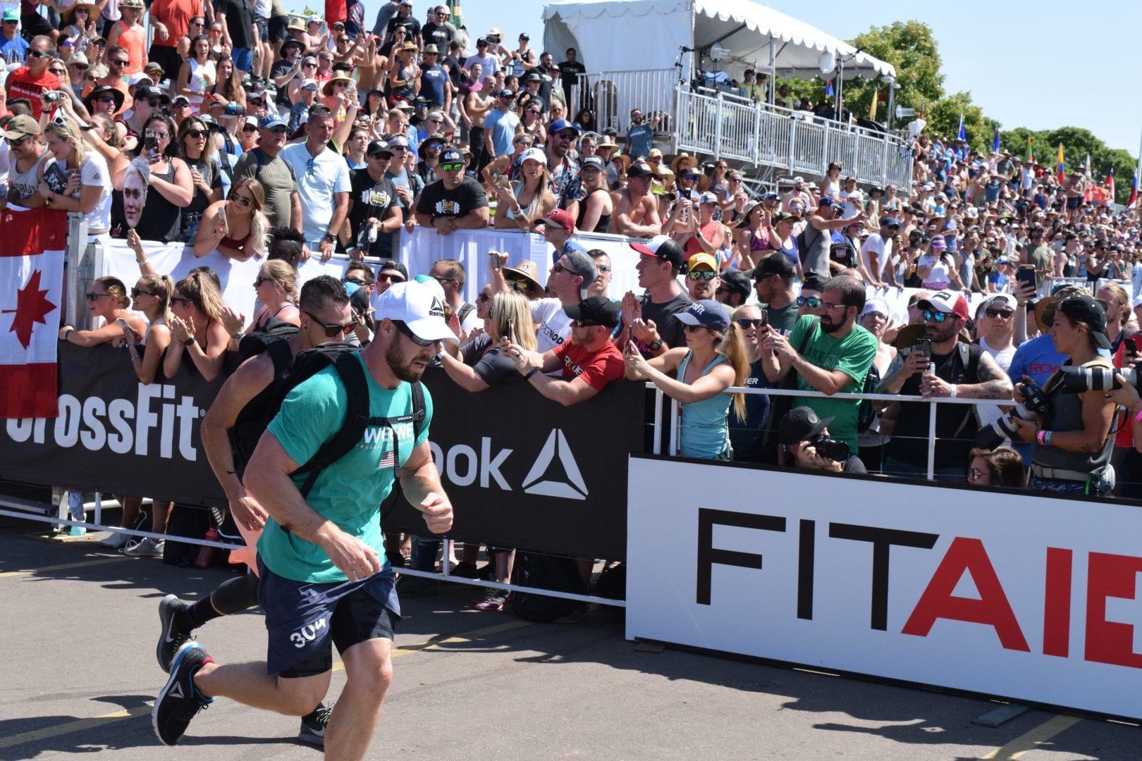 Sean Sweeney, the CrossFit Cowboy of CrossFit Powerstroke, completes the Ruck Run event at the 2019 CrossFit Games