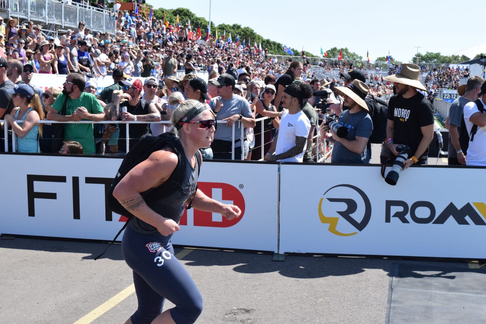 Emma Tall completes the Ruck Run event at the 2019 CrossFit Games.