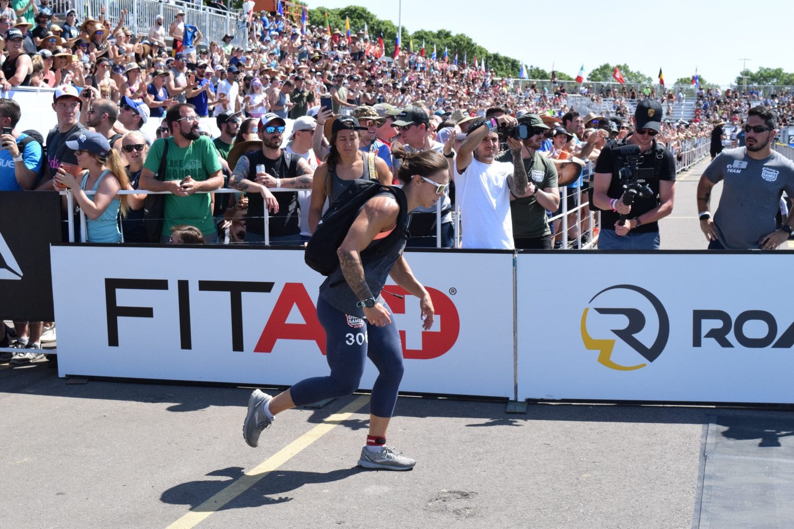 Meg Reardon completes the Ruck Run event at the 2019 CrossFit Games.