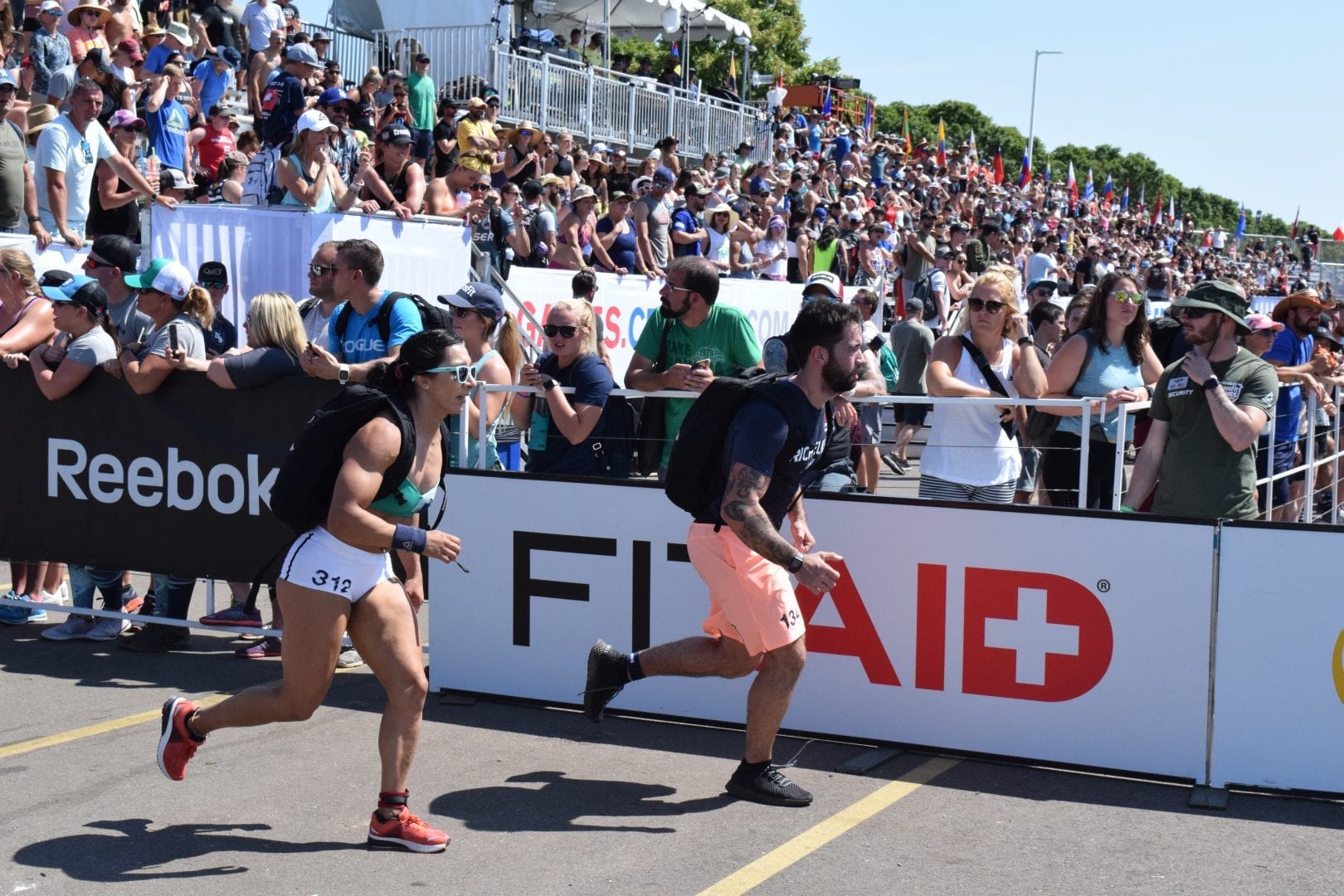 Rachel Garibay completes the Ruck Run event at the 2019 CrossFit Games