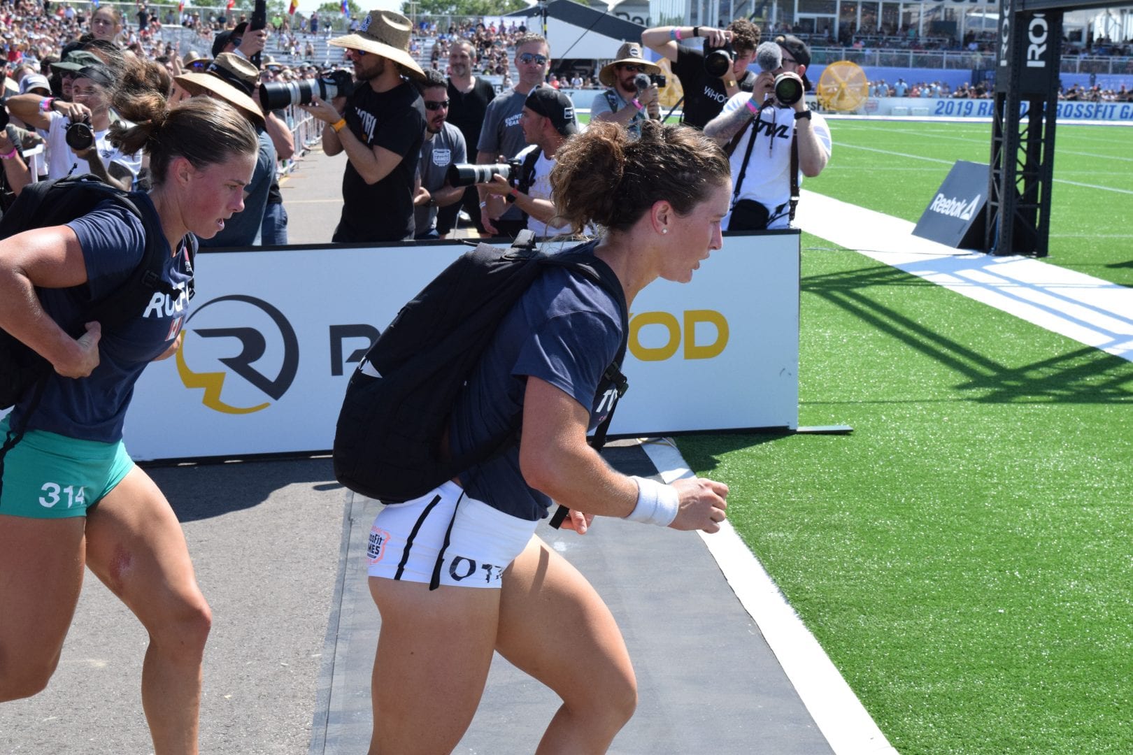 Emily Rolfe completes the Ruck Run event at the 2019 CrossFit Games
