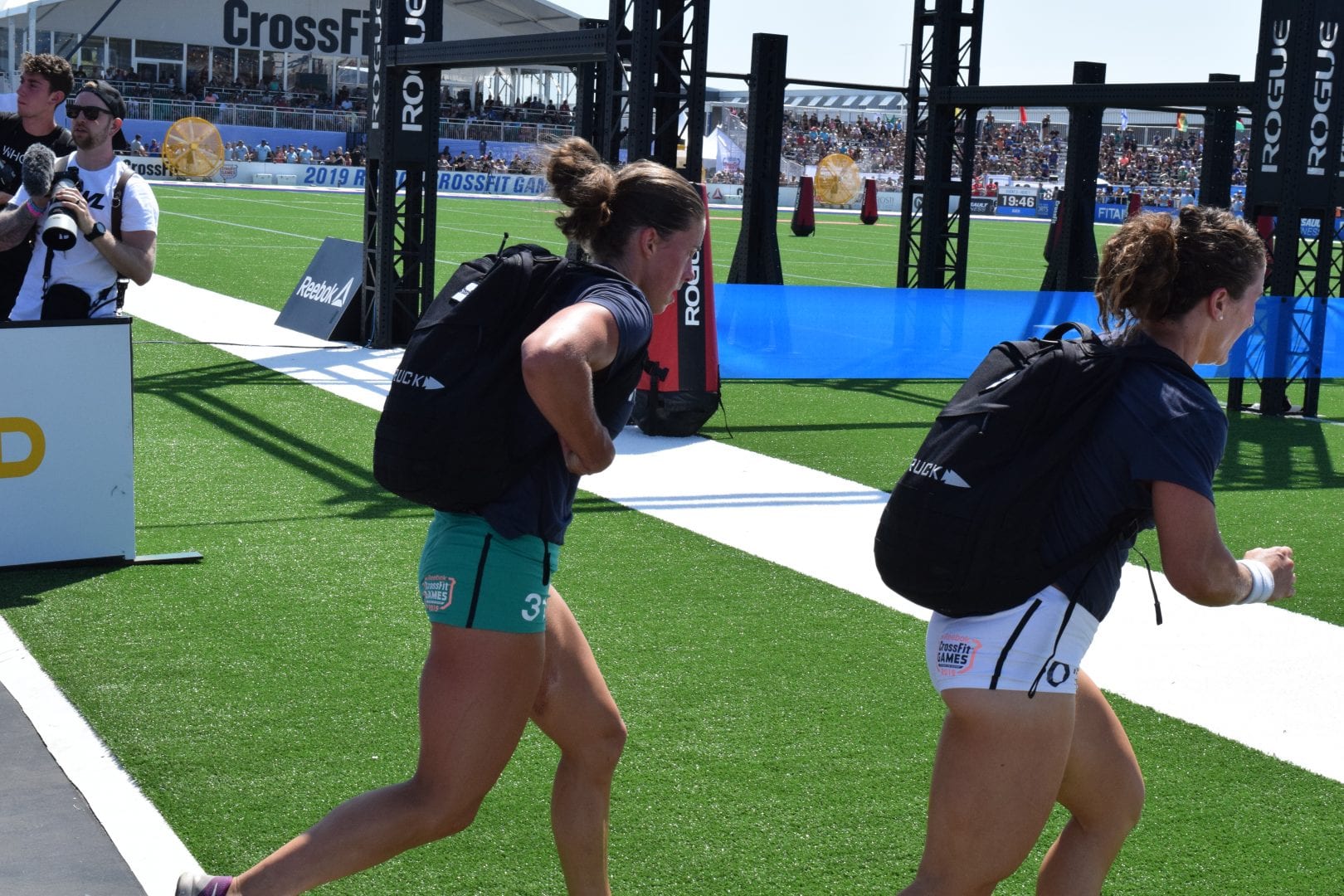Emily Rolfe completes the Ruck Run event at the 2019 CrossFit Games