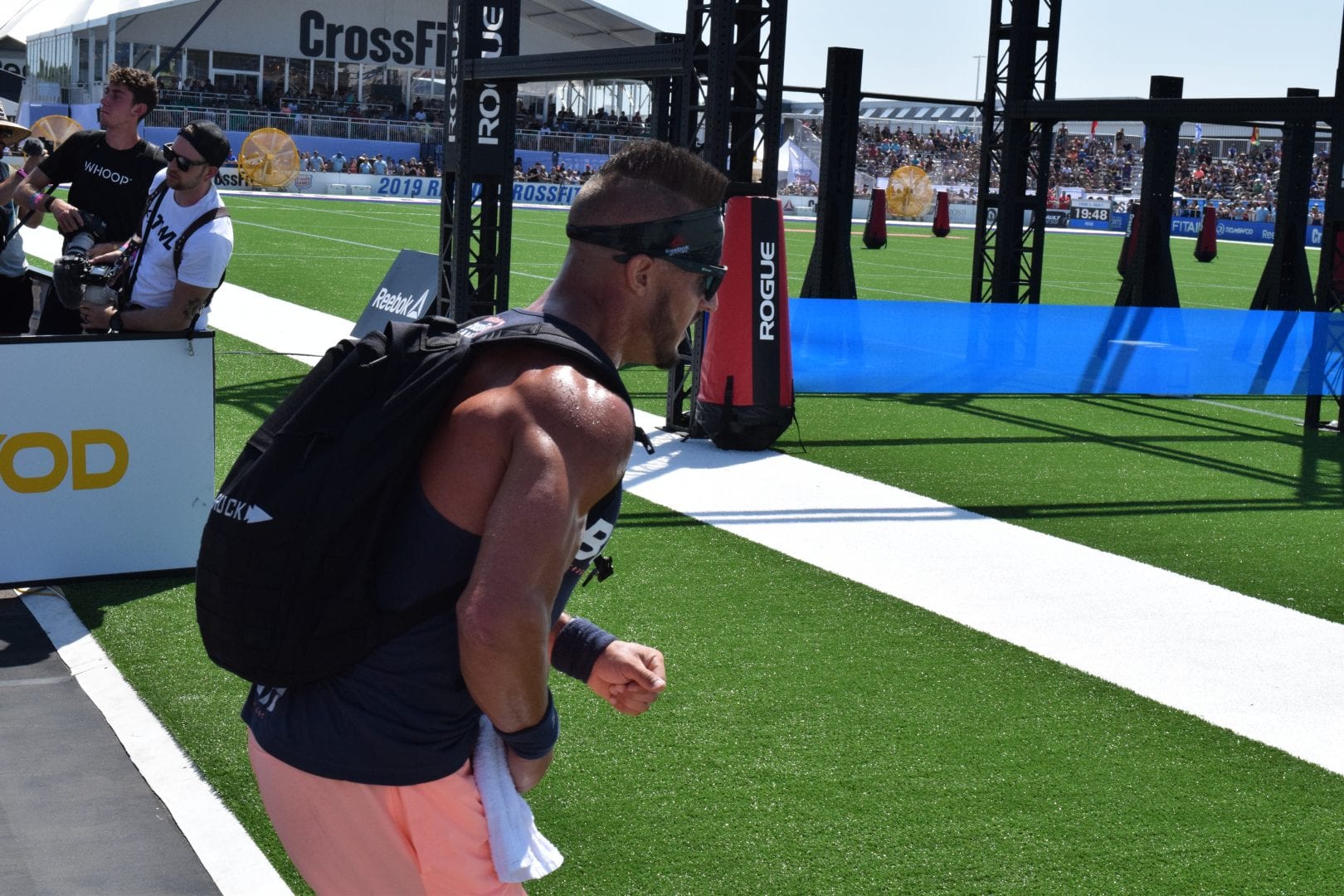 Nick Bloch of the United States completes the Ruck Run event at the 2019 CrossFit Games