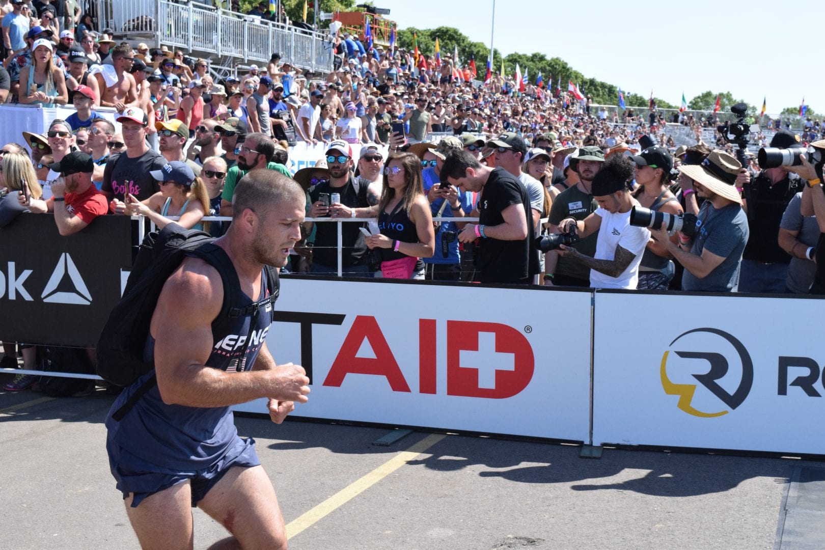 Jacob Heppner completes the Ruck Run event at the 2019 CrossFit Games.