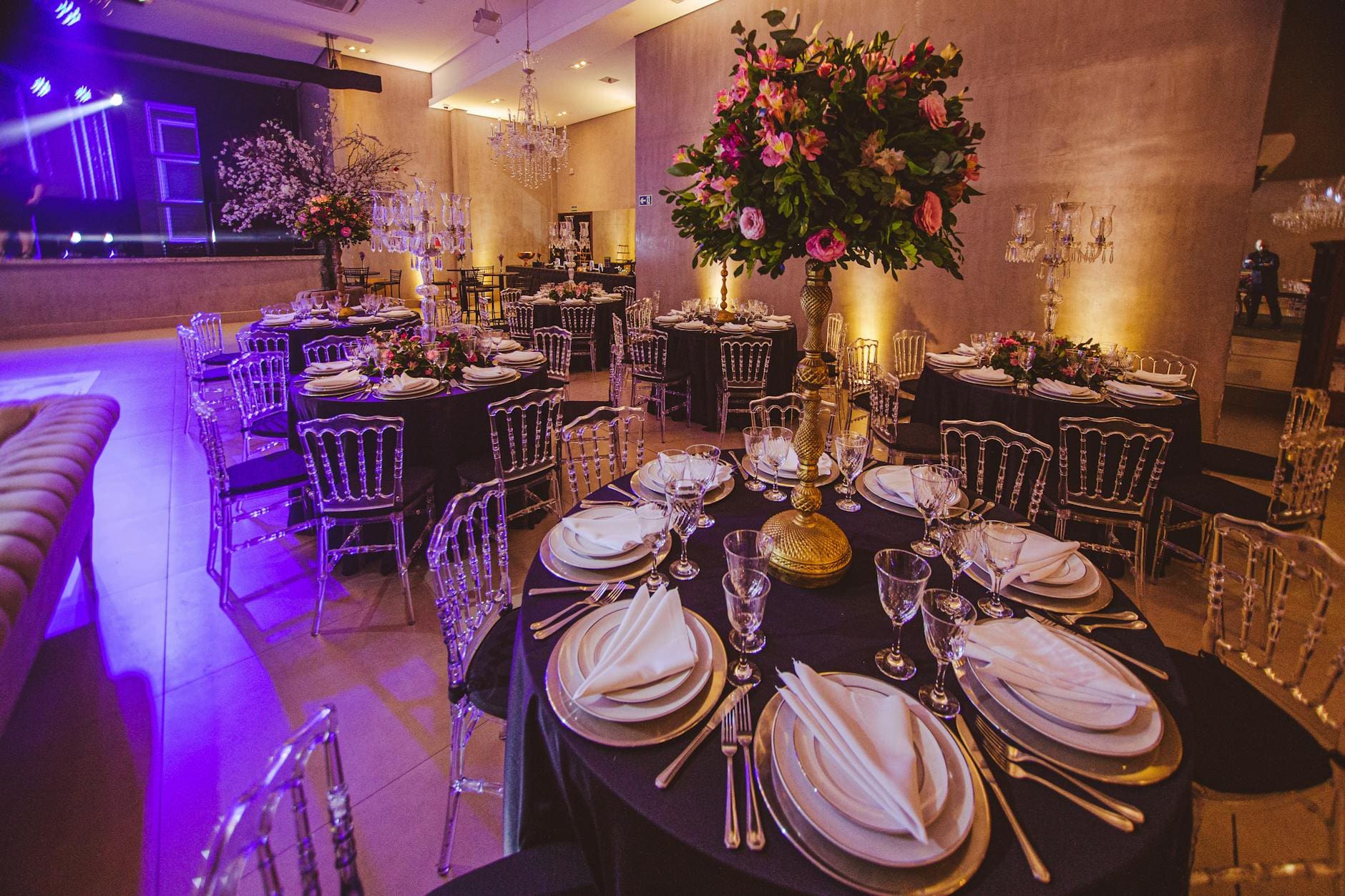 dining tables at a private event